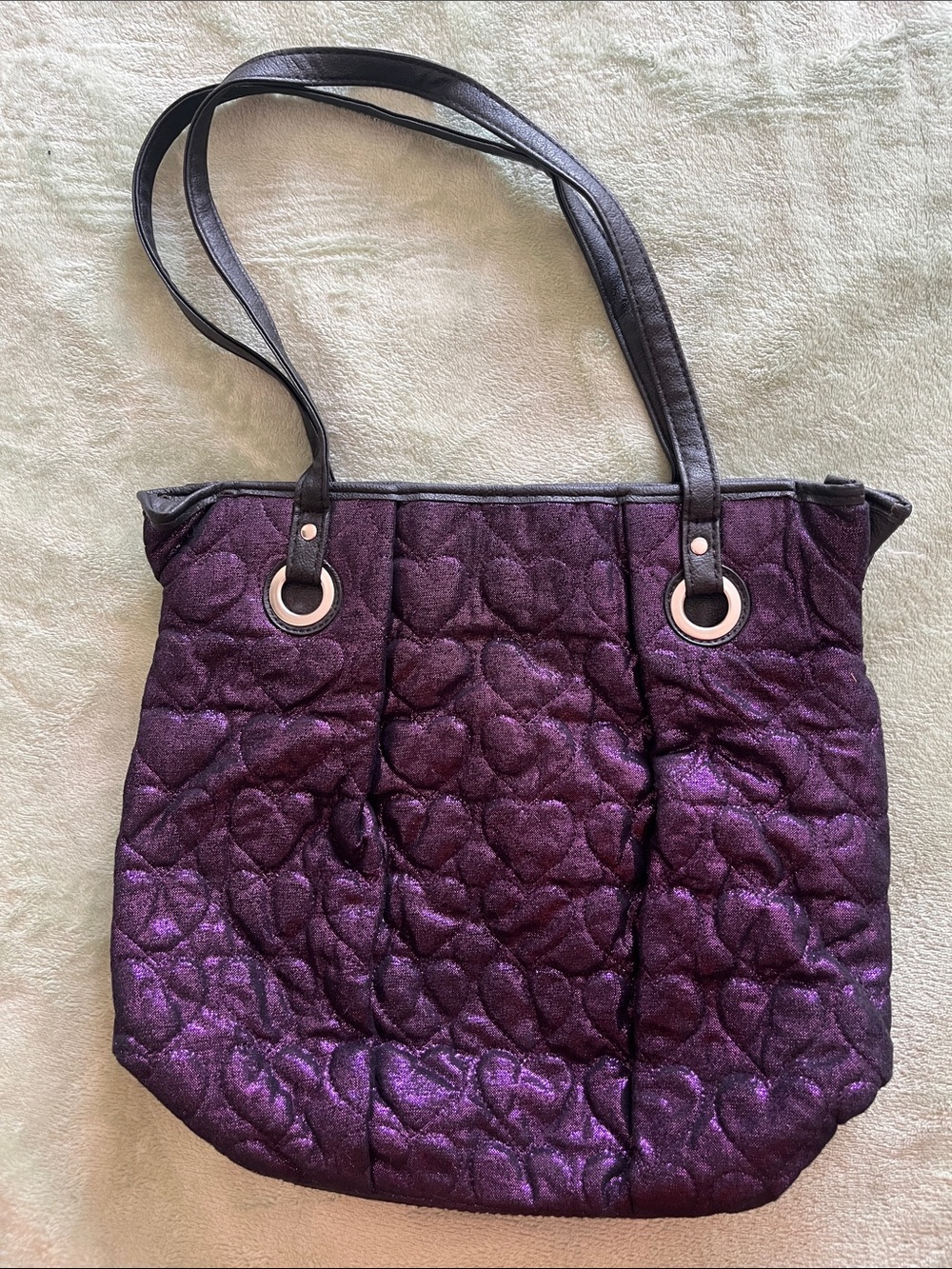 Candies Purple Quilted Heart-Pattern Bag